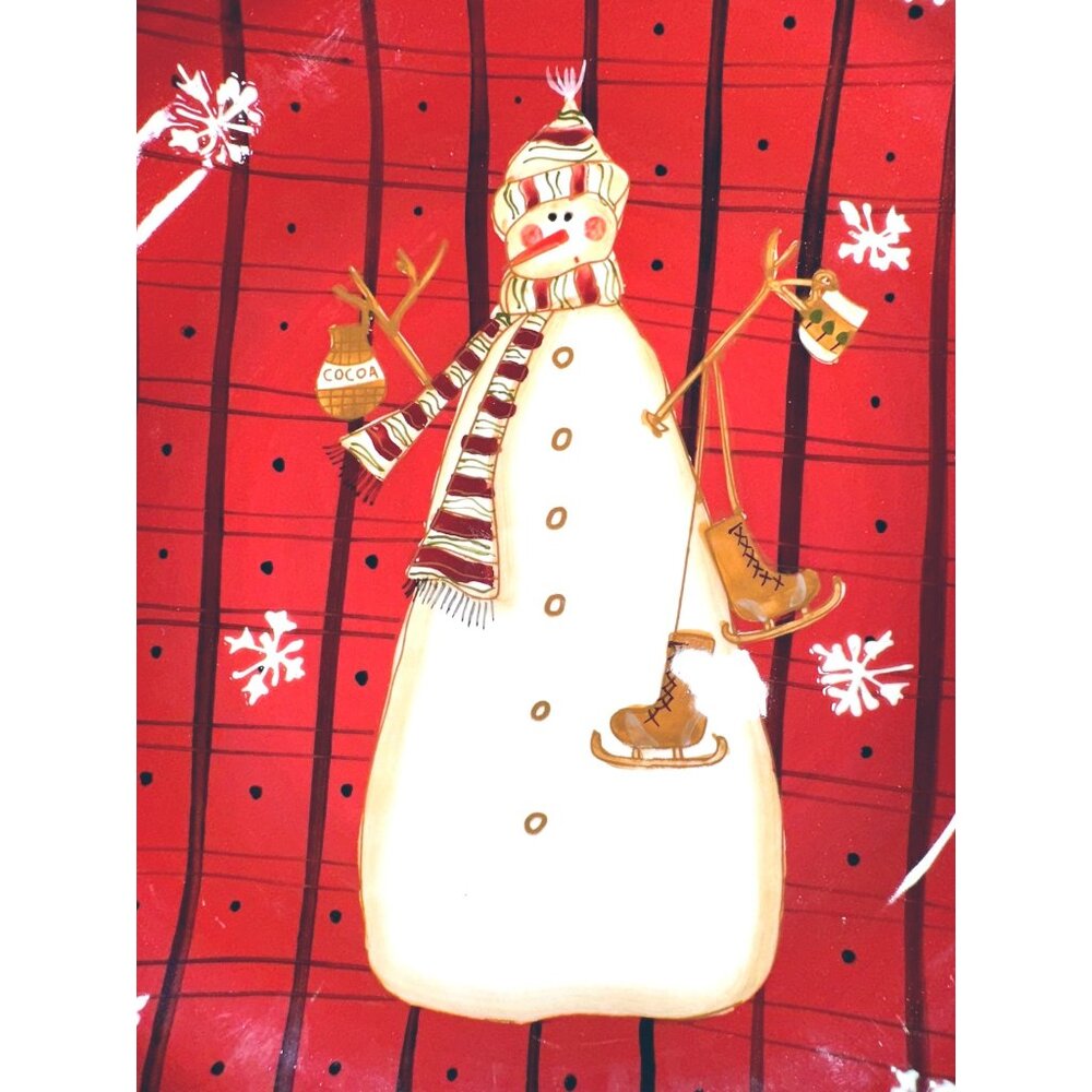 Noble Excellence Snowmates Holiday Plate Set Snowman Design Earthenware Red Gree - Picture 8 of 9